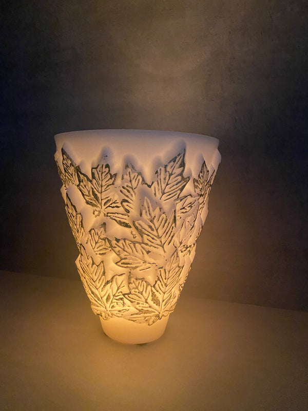 Porte-Bougie Feuilles Dorées