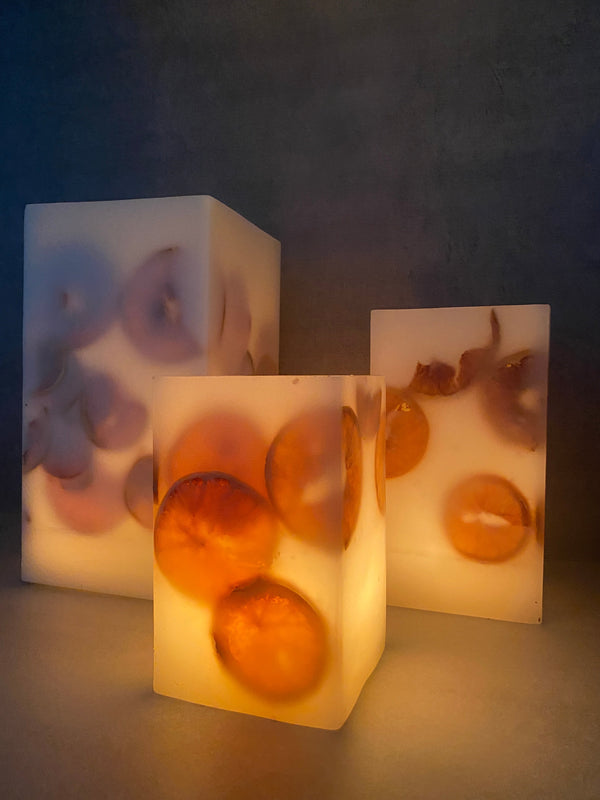 Porte Bougies Orange (Set de 3)